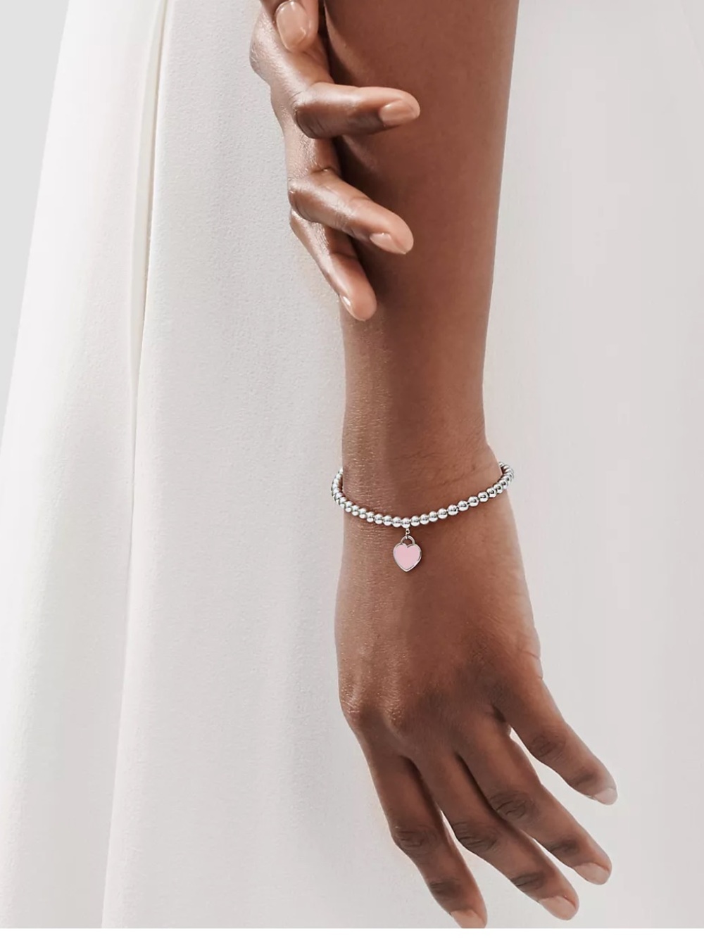 Tiffany & Co. Tag Bracelet with Pink Heart Charm